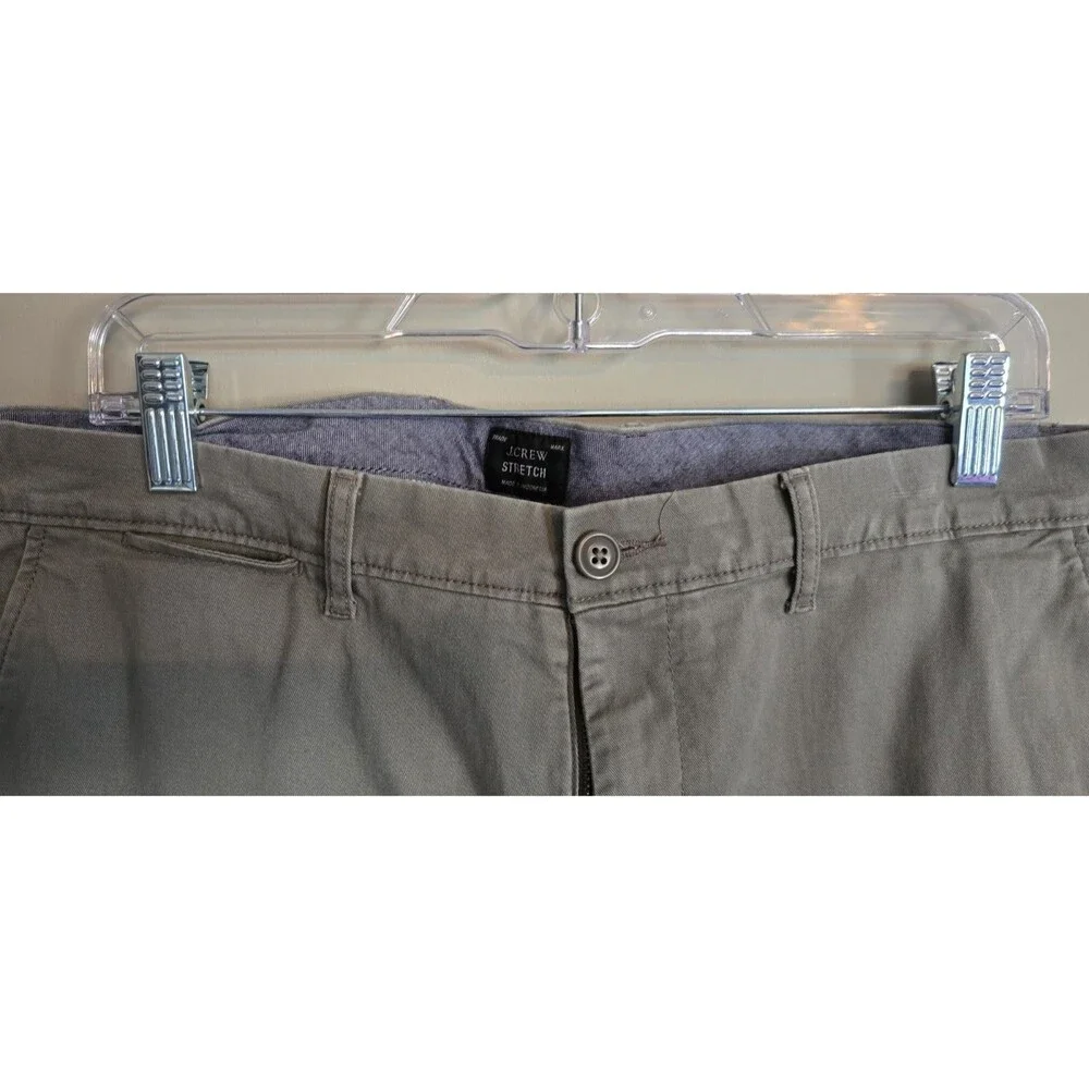 J.CREW Stretch Gray Cotton Men's Straight Flat Front Casual Chino Pants 33x34